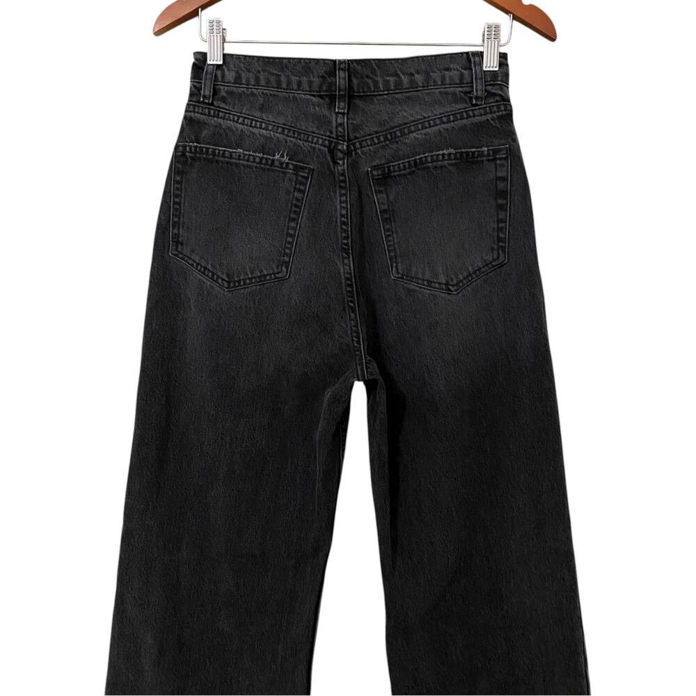 Reformation Wilder High Rise Wide Leg Cropped Jeans US 27 Rigid Black Denim - Picture 8 of 13